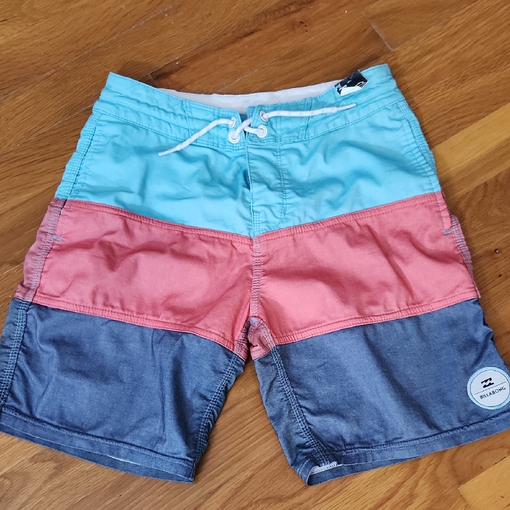 Billabong Colorblock Swim Shorts - Blue, Pink, Gray